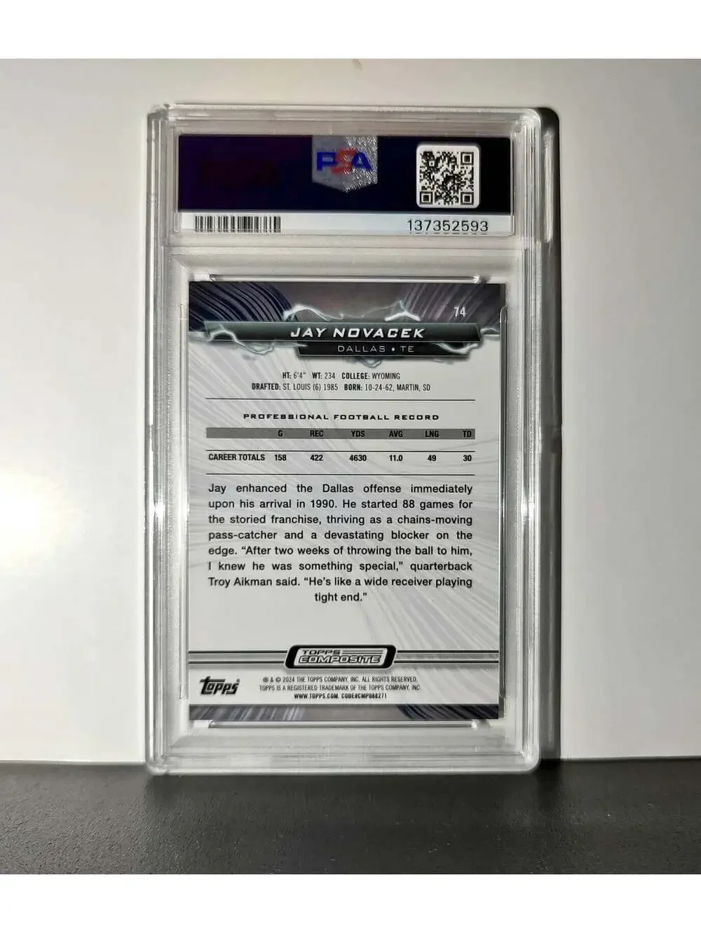 Jay Novacek 2023 Topps Resurgence 23/50 #74 Gold Power Surge PSA 10 Gem Mint